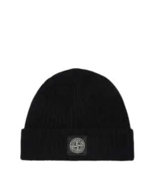 Bonnet côtelé en laine Noir · Solstice